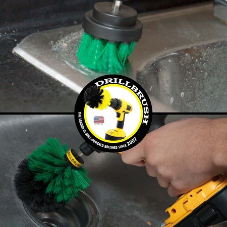 Drillbrush Green Medium Stiffness Drill Rotary Cleaning Drillbrushes, PK 2 G-S-2O-QC-DB